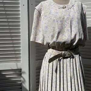 Vintage Leslie Fay Pastel Floral Tea Dress